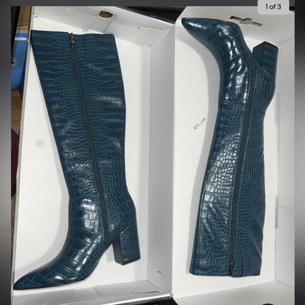 Nine West Adaly Heeled Boots | Size 7.5 | Medium Green